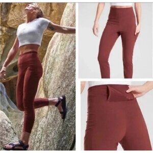 Athleta Trekkie Hybrid Crop Tight Hike Sport Travel Ankle Pants Rust Color Sz 6
